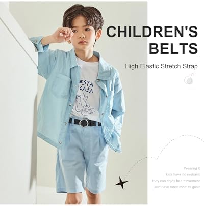 AWAYTR Kids Elastic Leather Belt - Stretch Belt For 3-16 Girls And Boys 16"-31.5"