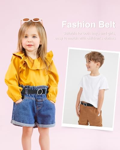 AWAYTR Kids Elastic Leather Belt - Stretch Belt For 3-16 Girls And Boys 16"-31.5"