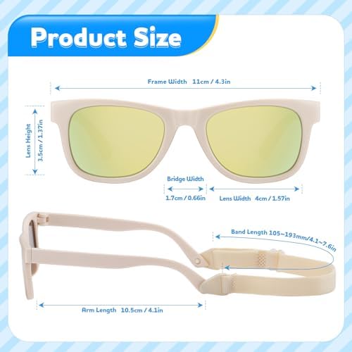 Baby Infant & Toddler Polarized Sunglasses With Strap UV400 Protection For Boys & Girls 0-24 Months 3 Pack