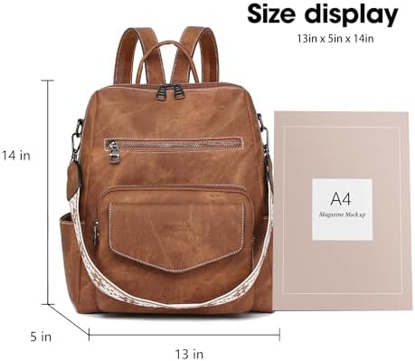 Backpack Purse For Women Leather Backpack Ladies Fashion Handbag Designer Shoulder Bag Small Travel Bag Brown