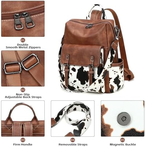 Backpack Purse For Women PU Leather Back Packs Designer Ladies Shoulder Bag Fashion Faux Work Travel Handbags