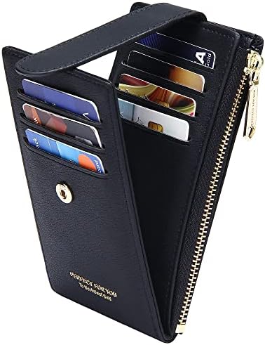 Badiya RFID 卡包钱包女士超薄钱包双折多卡包拉链零钱包