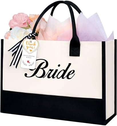 BAGAIL Initial Tote Bag Personalized Birthday Gifts for Women Teacher Friends Mom Wedding Monogrammed Beach Bag