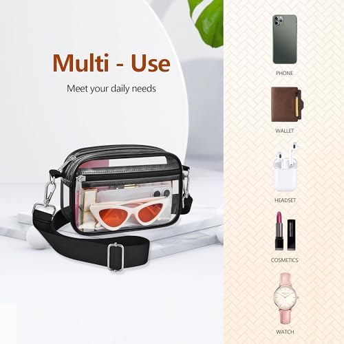 Bagenius Clear Bag For Stadium Events Clear Purse With Removable Strap Transparent Bag For Concert And Sport Events