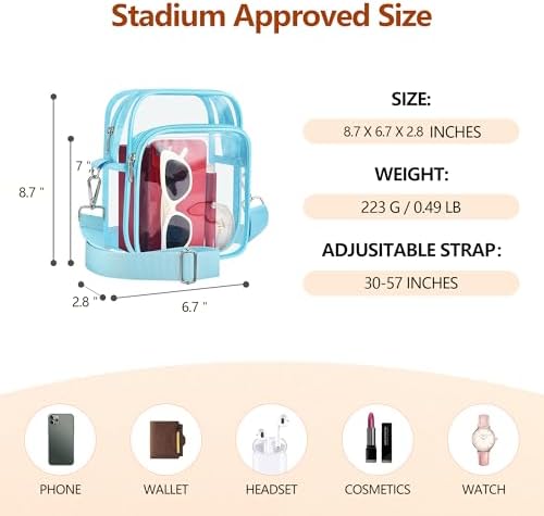 Bagenius Clear Bag For Stadium Events Clear Purse With Removable Strap Transparent Bag For Sports Concert And Festivals