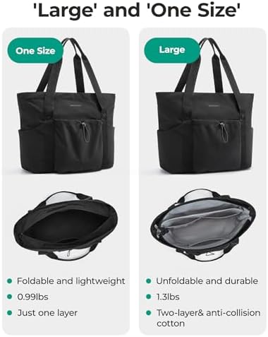 BAGSMART 可折叠手提包带抽绳包 大手提包单肩包顶部提手手提包 适合旅行、工作、海滩、健身房