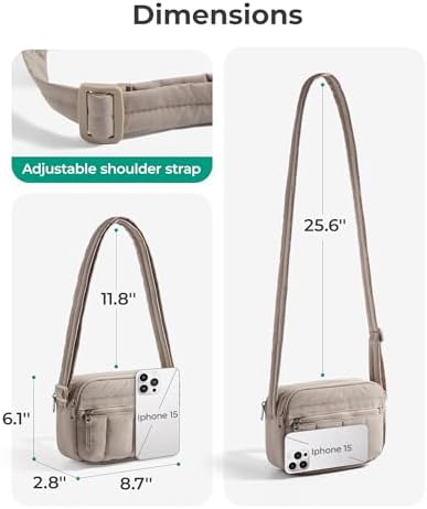 BAGSMART Cross Body Purse Mini Crossbody Bags For Women Travel Purse Puffy Shoulder Handbag Wallet With RFID Blocking Slots Brown-small