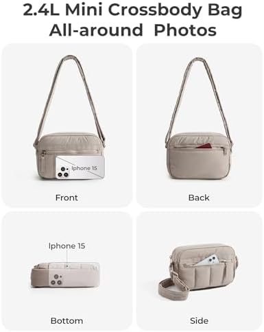 BAGSMART Cross Body Purse Mini Crossbody Bags For Women Travel Purse Puffy Shoulder Handbag Wallet With RFID Blocking Slots Brown-small