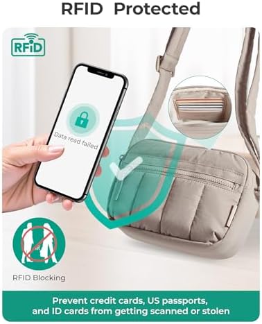 BAGSMART Cross Body Purse Mini Crossbody Bags For Women Travel Purse Puffy Shoulder Handbag Wallet With RFID Blocking Slots Brown-small