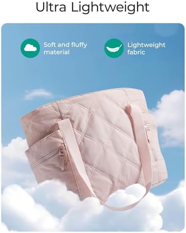 BAGSMART Crush Tote Bag For Women 20L Puffer Work Tote With Zipper Travel Essentials Quilted Nurse Hospital Bag