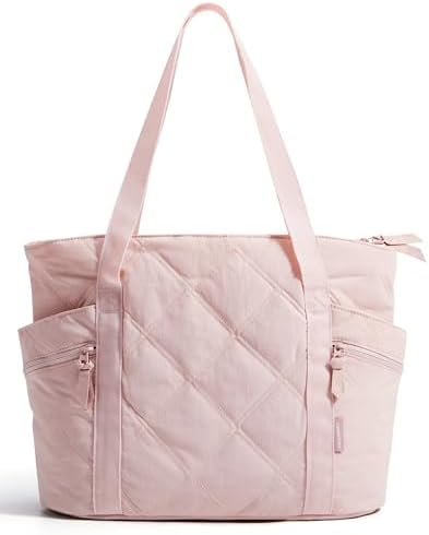 BAGSMART Crush Tote Bag for Women 20L Puffer Work Tote with Zipper Travel Essentials Quilted Nurse Hospital Bag
