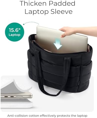 BAGSMART Tote Bag For Women Lightweight Puffy Tote Bag With Compartments Quilted Shoulder Bag Handbag For Travel Work Gym