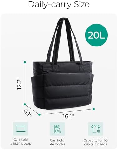 BAGSMART Tote Bag For Women Lightweight Puffy Tote Bag With Compartments Quilted Shoulder Bag Handbag For Travel Work Gym