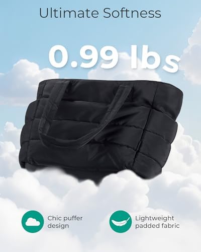 BAGSMART Tote Bag For Women Lightweight Puffy Tote Bag With Compartments Quilted Shoulder Bag Handbag For Travel Work Gym