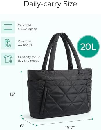 BAGSMART Tote Bag For Women Puffy Tote Bag With Zipper Large Quilted Shoulder Bag With Compartments For Travel Work Gym