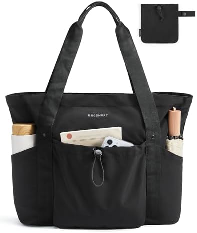 BAGSMART 可折叠手提包带抽绳包 大手提包单肩包顶部提手手提包 适合旅行、工作、海滩、健身房