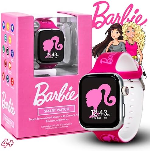 Barbie Kids Smart Watch – Touchscreen Smartwatch With Camera Activity Trackers Pedometer Music Stopwatch And Glitter Silicone Strap – Fits Wrists From 5.5" To 8"