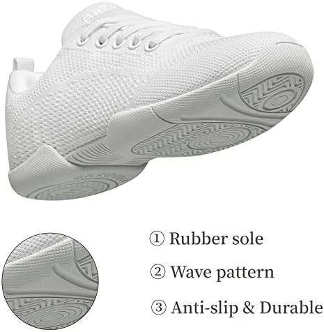 BAXINIER Girls White Cheerleading Shoes Breathable Youth Cheer Competition Sneakers Athletic Training Dance Tennis Walking Shoes