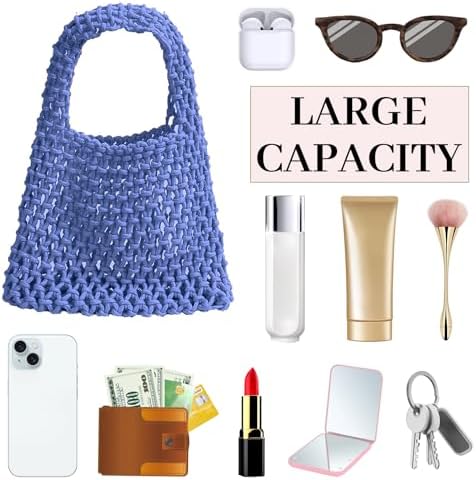 Beach Bag For Women Crochet Shoulder Purse Slouchy Tote Handbag For Travel Picnic Vacation Beach Accessories Backpack Wallet