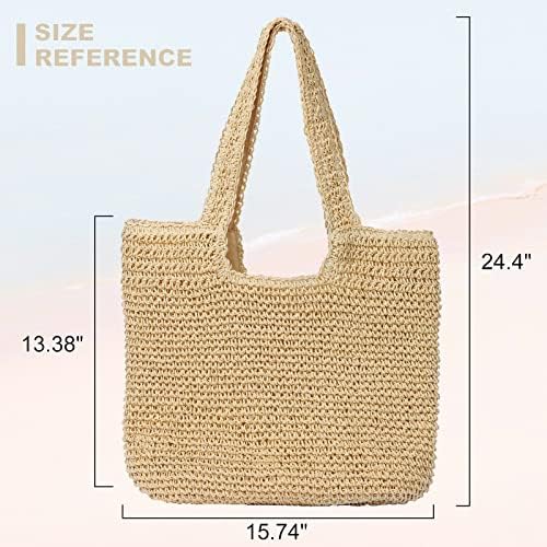 Beach Bags For Women - Summer Soft Large Woven Shoulder Purse Handbag Beach Tote Straw Bag For Summer Vacation