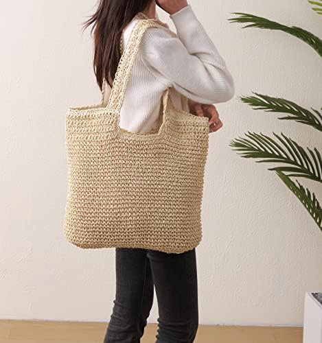 Beach Bags For Women - Summer Soft Large Woven Shoulder Purse Handbag Beach Tote Straw Bag For Summer Vacation