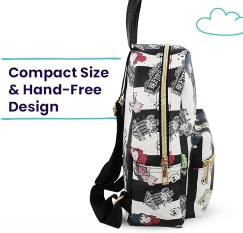 BEETLEJUICE Mini PU Leather Backpack Purse With Adjustable Straps 10 In (Black One Size)