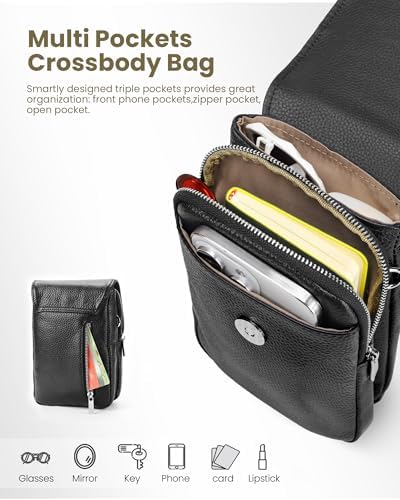 Befen Genuine Leather Small Crossbody Bags For Women Cell Phone Cross Body Purse Bag With RFID Blocking Card Slots