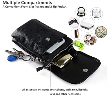 Befen Genuine Leather Small Crossbody Bags For Women Cell Phone Bag Cross Body Purses Silver Zipper