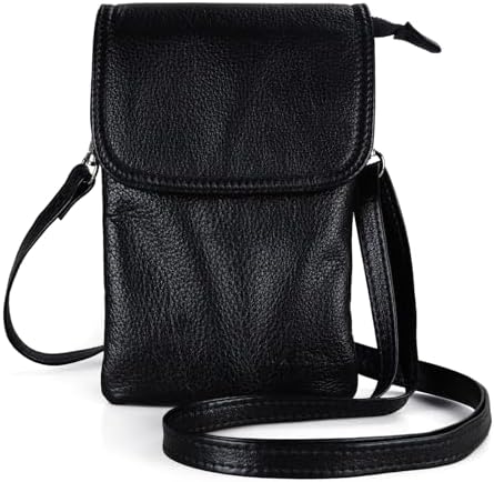 befen Genuine Leather Small Crossbody Bags for Women Cell Phone Bag Cross Body Purses Silver Zipper