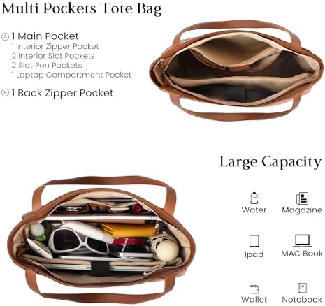 Befen Genuine Leather Tote Bag For Women Work Women's Leather Shoulder Bags Purses Satchel Handbags With Laptop Compartment