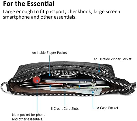 Befen Genuine Leather Wristlet Clutch Wallet Purses Small Crossbody Bags For Women With RFID Blocking Card Slots