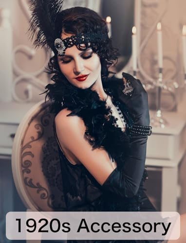 BEVTEE Long Black Gloves Women Formal 2 Pairs Opera Gloves Costume Stretchy Satin Gloves 1920s Accessories 20.8 Inch