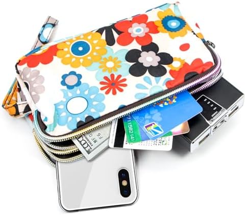 BIAOTIE Large Capacity Wristlet Wallet - Women Printed Nylon Waterproof Handbag Clutch Purse