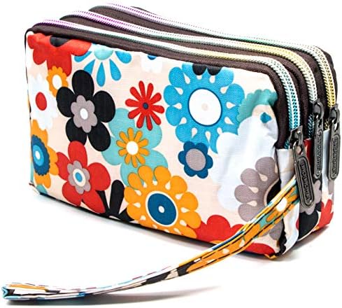 BIAOTIE Large Capacity Wristlet Wallet - Women Printed Nylon Waterproof Handbag Clutch Purse