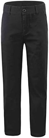 Bienzoe Girls School Uniform Pants: Adjustable Waist Cotton Stretch Regular Size Flat Front Kids Slacks