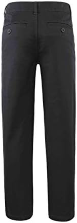 Bienzoe Girls School Uniform Pants: Adjustable Waist Cotton Stretch Regular Size Flat Front Kids Slacks