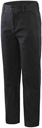 Bienzoe Girls School Uniform Pants: Adjustable Waist Cotton Stretch Regular Size Flat Front Kids Slacks