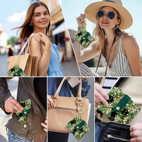 Black Cat Floral Rfid Women Wallet Small Slim Thin Credit Card Wallet PU Leather Bifold Cash Zipper Coin Pocket ID Window For Female Ladies Teen Girls Girly