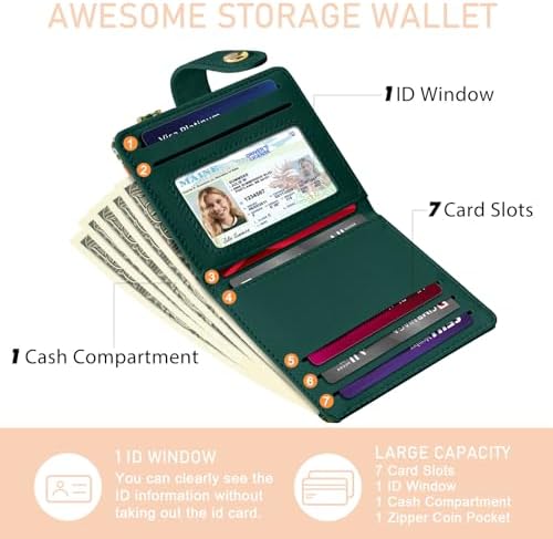 Black Cat Floral Rfid Women Wallet Small Slim Thin Credit Card Wallet PU Leather Bifold Cash Zipper Coin Pocket ID Window For Female Ladies Teen Girls Girly