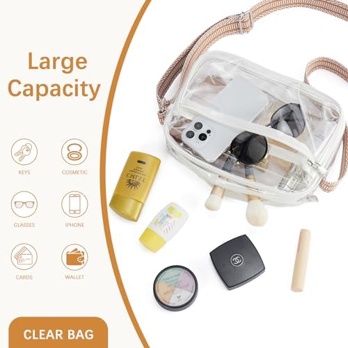 BOSTANTEN Clear Bag For Women Stadium Approved Clear Bags Small Crossbody Purse Trendy For Concerts Sports Events
