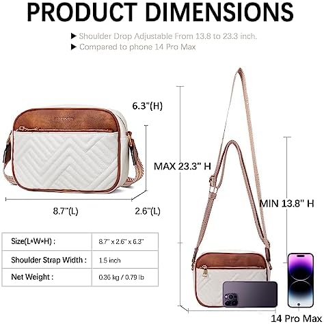 BOSTANTEN Quilted Crossbody Bags For Women Vegan Leather Purses Small Shoulder Handbags With Wide Strap