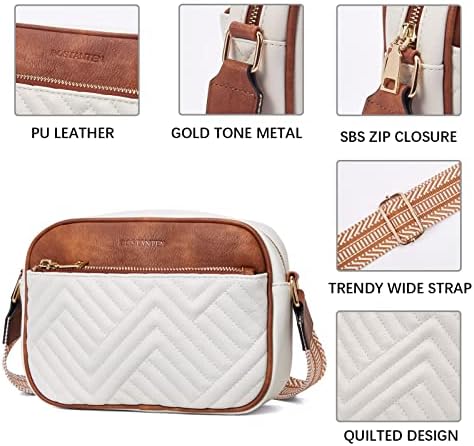 BOSTANTEN Quilted Crossbody Bags For Women Vegan Leather Purses Small Shoulder Handbags With Wide Strap