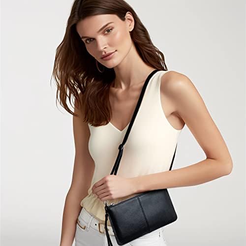 Bveyzi Genuine Leather Wristlet Purses For Women Envelope Clutch Wallet Small Crossbody Bags For Dressy Evening