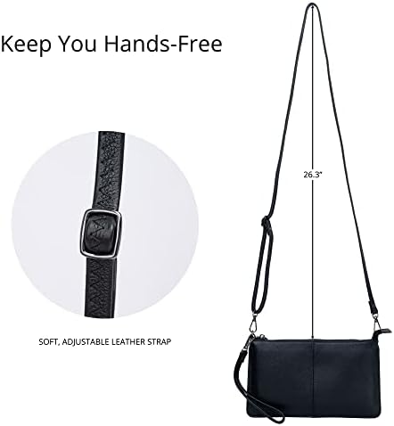 Bveyzi Genuine Leather Wristlet Purses For Women Envelope Clutch Wallet Small Crossbody Bags For Dressy Evening