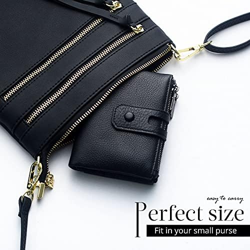 Bveyzi Small Soft Leather Wallet For Women RFID Blocking Ladies Card Holder With Double Zipper Pocket