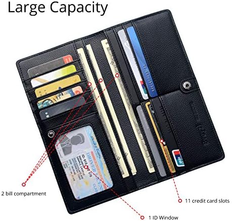 Bveyzi Ultra Slim Thin Leather RFID Blocking Credit Card Holder Bifold Clutch Wallets For Women
