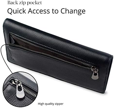 Bveyzi Ultra Slim Thin Leather RFID Blocking Credit Card Holder Bifold Clutch Wallets For Women