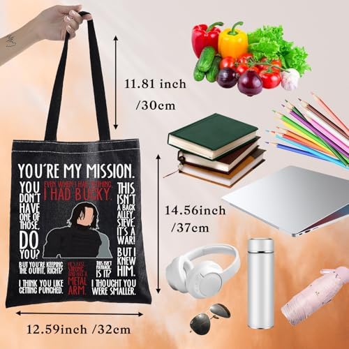 BWWKTOP Bucky Tote Bag Superheros Barnes Fans Gift Even When I Had Nothing White Wolf Shoulder Bag Bucky Merch