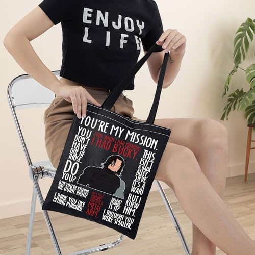 BWWKTOP Bucky Tote Bag Superheros Barnes Fans Gift Even When I Had Nothing White Wolf Shoulder Bag Bucky Merch