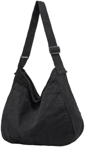 Canvas Tote Bag Casual Hobo Crossbody Shoulder Bag for Women and Men Large Purse Messenger Bag Travel Work